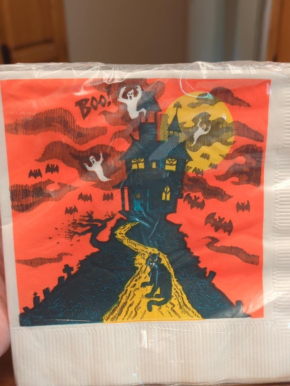 American Greetings Orange, Black & Yellow Haunted Mansion Party Napkins